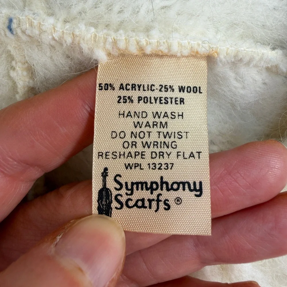 VTG‎ Symphony Scarfs French Beret Hat Knit Wool Blend Fuzzy Fair Isle Pattern